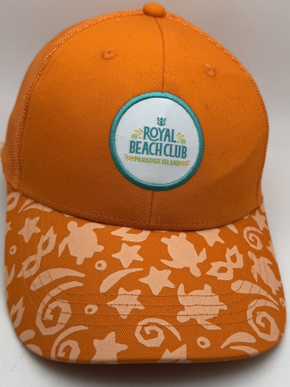 Royal Caribbean Royal Beach Club Paradise Island Trucker Hat Orange Adjustable